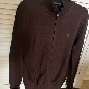 Polo by Ralph Lauren Dark Brown Full-Zip Knit Sweater